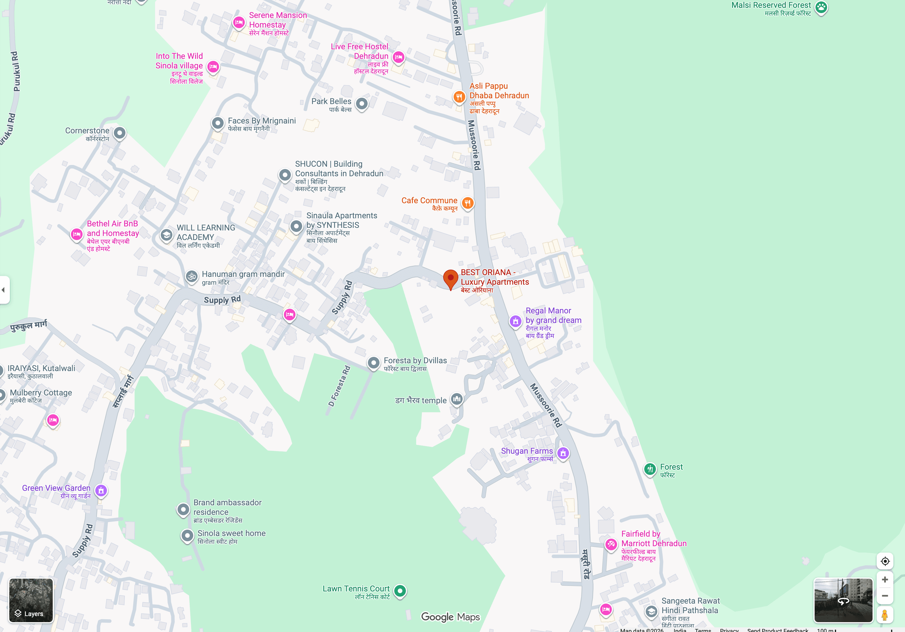 Map showing Asteria Suites location